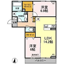 ルミエール 2LDKの間取図画像