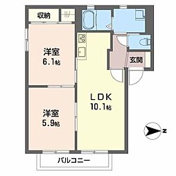パビヨンB 2LDKの間取図画像