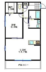 リーベM 1SLDKの間取図画像