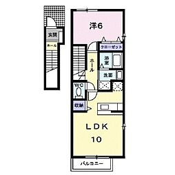 アーバンハイツ小松D 1LDKの間取図画像