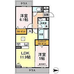 D-グレイスB 2LDKの間取図画像