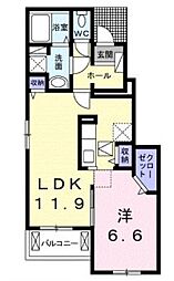 エレガンテ1 1LDKの間取図画像