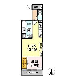 D-レジデンス中央公園 1LDKの間取図画像
