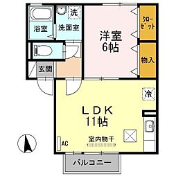 シティーハウス南手城2 1LDKの間取図画像