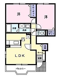 サンリットパレスC 2LDKの間取図画像