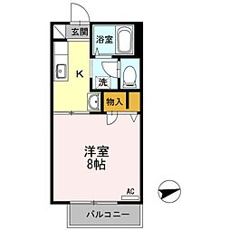 プチコーポかたおか 1Kの間取図画像