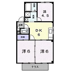 シティハイツ横寸B 3DKの間取図画像