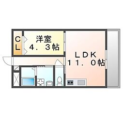 ディープタウンヒルズ 1LDKの間取図画像