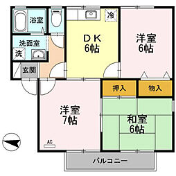 アムールA 3DKの間取図画像