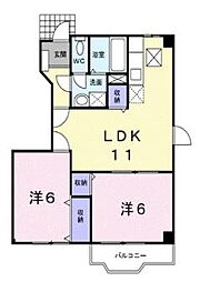 グレイスガーデンB 2LDKの間取図画像