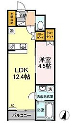 Ameria 1LDKの間取図画像