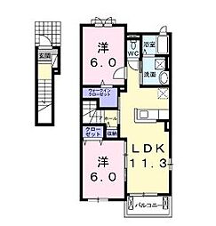グレイス 2階2LDKの間取り