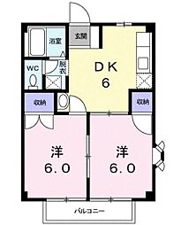 レグルスＡ 2階2DKの間取り