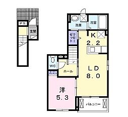 ローズ　グランツ 2階1LDKの間取り