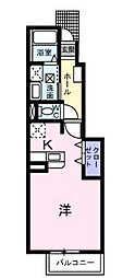Ｊカントリーハイツ 1階ワンルームの間取り