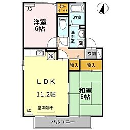 メゾン・ド・パルＢ棟 1階2LDKの間取り