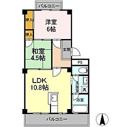 パルコ長和島 4階2LDKの間取り