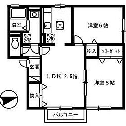 セジュールブランシェ 2階2LDKの間取り