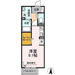 GRADO船町 3階ワンルームの間取り