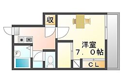 レオパレスコンフォート山手Ｂ 1階1Kの間取り
