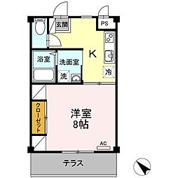 PRIDE-I 1階1Kの間取り