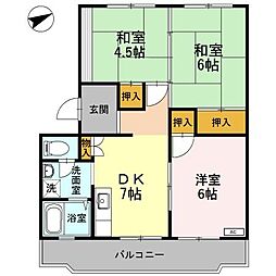 川口東マンション 2階3DKの間取り