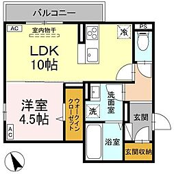 D-residence東川口N 2階1LDKの間取り