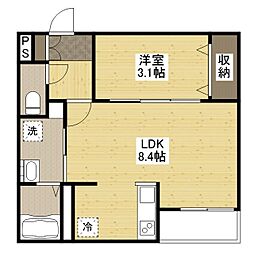 月光福山東壱番館 3階1LDKの間取り