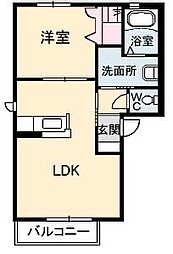 グランドメゾン引野北 1階1LDKの間取り
