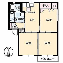 メゾンドフルール　A棟 1階3DKの間取り