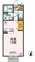 ソレイユ引野 2階ワンルームの間取り