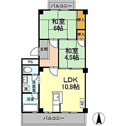 パルコ長和島 4階2LDKの間取り