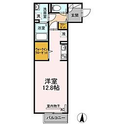 GRADO船町 1階ワンルームの間取り