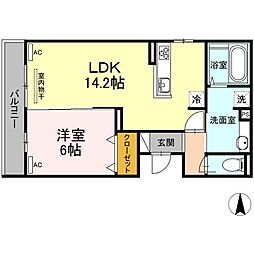 Sejour木之庄II 2階1LDKの間取り