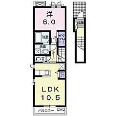フィールド・サンＣ 2階1LDKの間取り