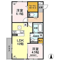 メゾン・ド・キャトルIV 1階2LDKの間取り
