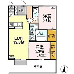 D-ROOMフィオーレ 1階2LDKの間取り