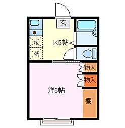 ハイライフSANYO 2階1Kの間取り