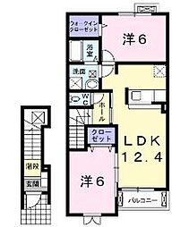 エバーグレイス 2階2LDKの間取り