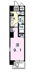 ローズエスペランサ 3階1Kの間取り