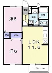 シンフォニーヒルズ 2階2LDKの間取り
