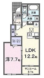 ベル　ルミエールI 1階1LDKの間取り