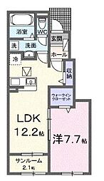 ベル　ルミエールI 1階1LDKの間取り