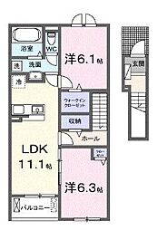 ベル ルミエールI 2LDKの間取図画像
