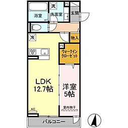 ベルフィーユII 3階1LDKの間取り
