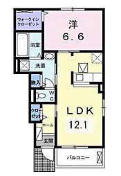 ネスル 1階1LDKの間取り
