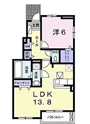 サン　ヴェルジェ　II 1階1LDKの間取り
