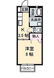 フレグランス東川口 1階1Kの間取り