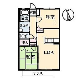 ディアスエイフウ　A棟 1階2LDKの間取り