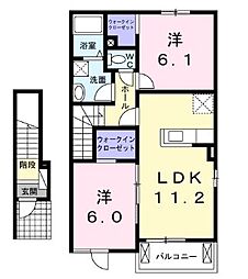 リバサイド　Ｂ 2階2LDKの間取り